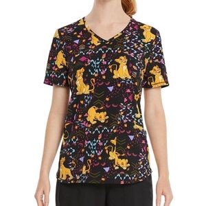 Disney The Lion King Scrub Top Shirt V-Neck Simba S Small New